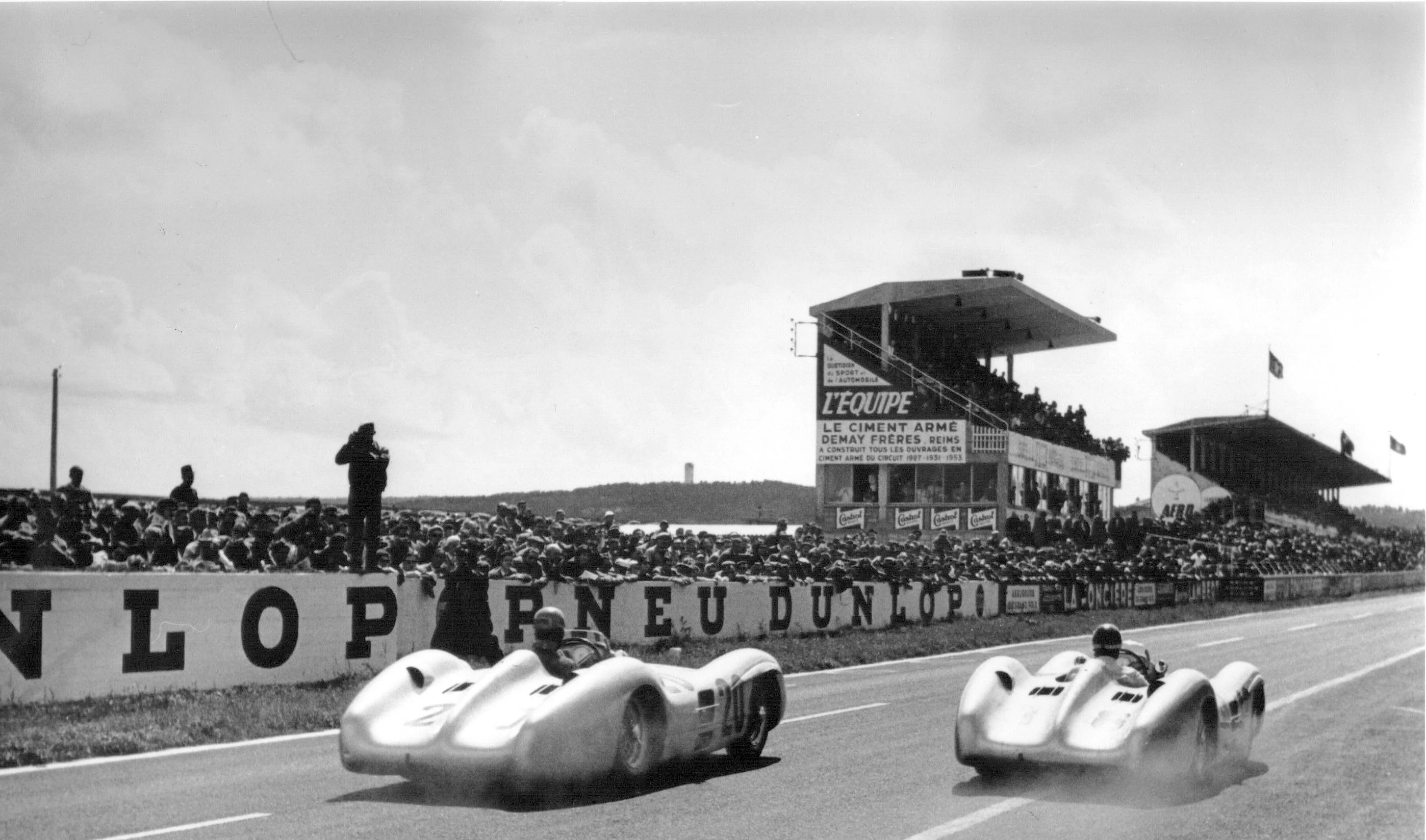 The Mercedes-Benz W196 is one of the most famous cars on the planet, with one of the 12 cars selling for US$31 million in 2013. The Silver Arrows returned to Grand Prix competition on July 4, 1954 in the French Grand Prix at Reims. The W196 R took pole, set the fastest lap and delivered Mercedes' first Formula 1 victory in the team's Formula 1 debut with a 1-2 finish, a full lap ahead of the competition. Led by the legendary World Champion Juan Fangio, Mercedes-Benz clinched the 1954 and 1955 Formula 1 World Championships winning nine of 12 Grands Prix.