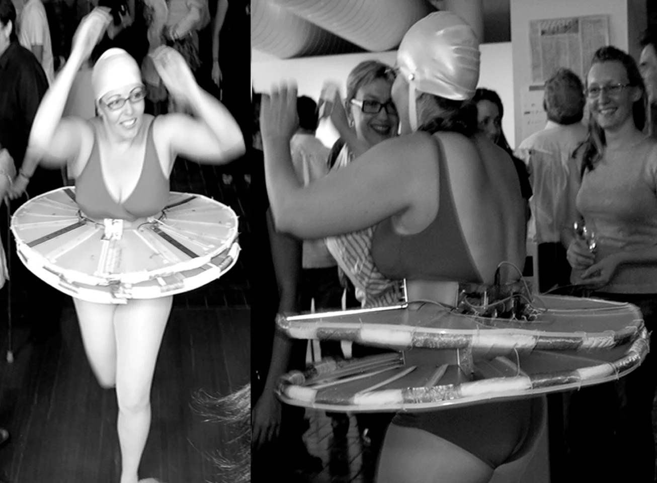 Danielle Wilde showing the hipDisk wearable musical instrument (Photo: Cinnamon Lee)