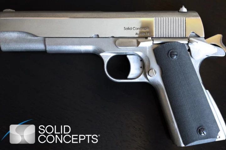 The fully assembled 3D-printed Model 1911 45ACP (Image: Solid Concepts)