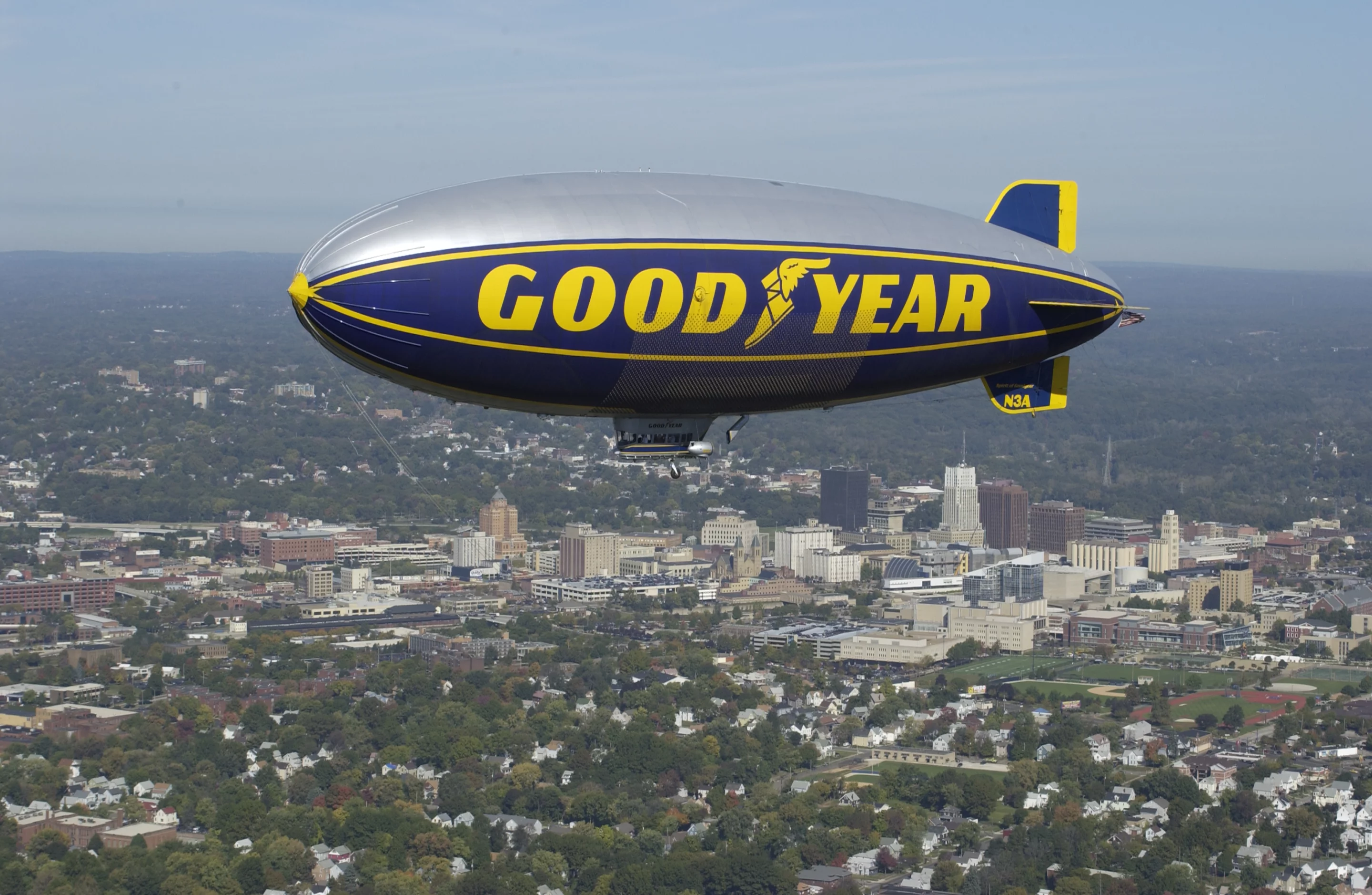 The new blimp replaces the older GZ-20 seen here