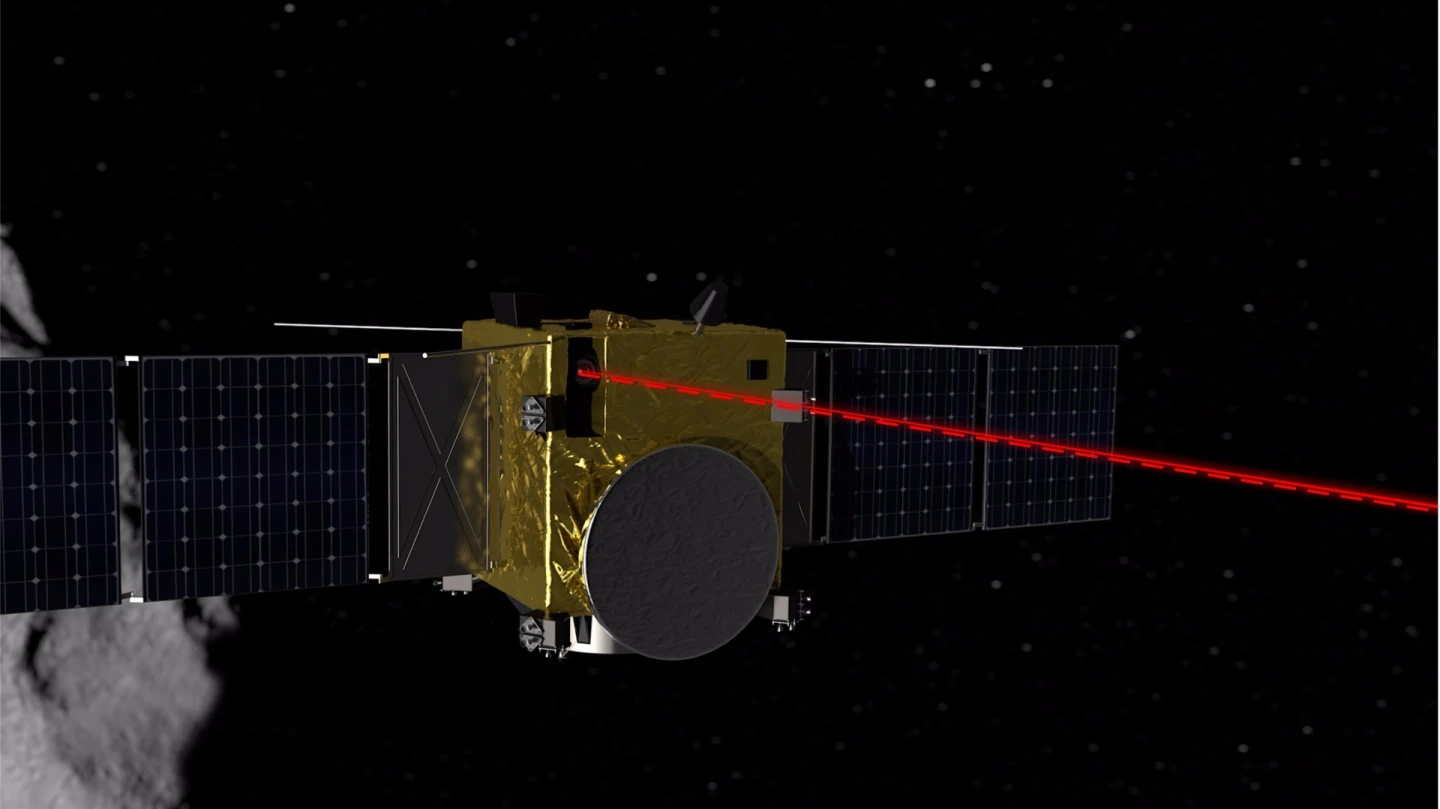 The Asteroid Impact Mission’s laser communication terminal in operation