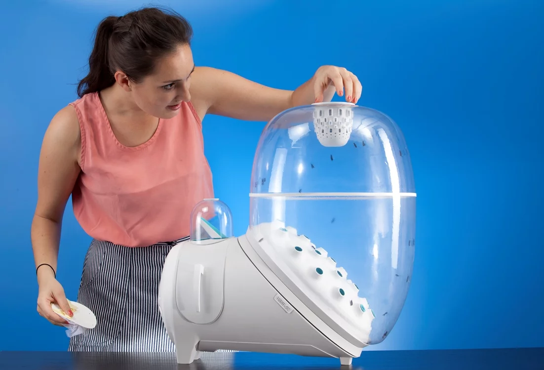 Farm 432 is a device for kitchens that continually breeds and collects fly larva as a renewable protein source for less squeamish diners