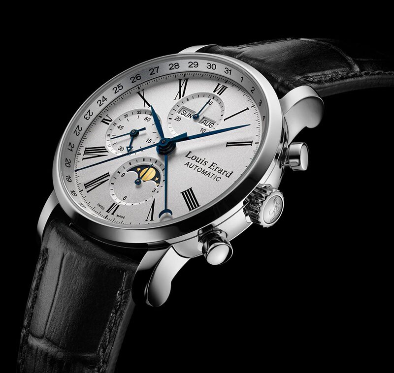 Louis Erard Excellence Moonphase Chronograph - 42 mm diameter. Steel