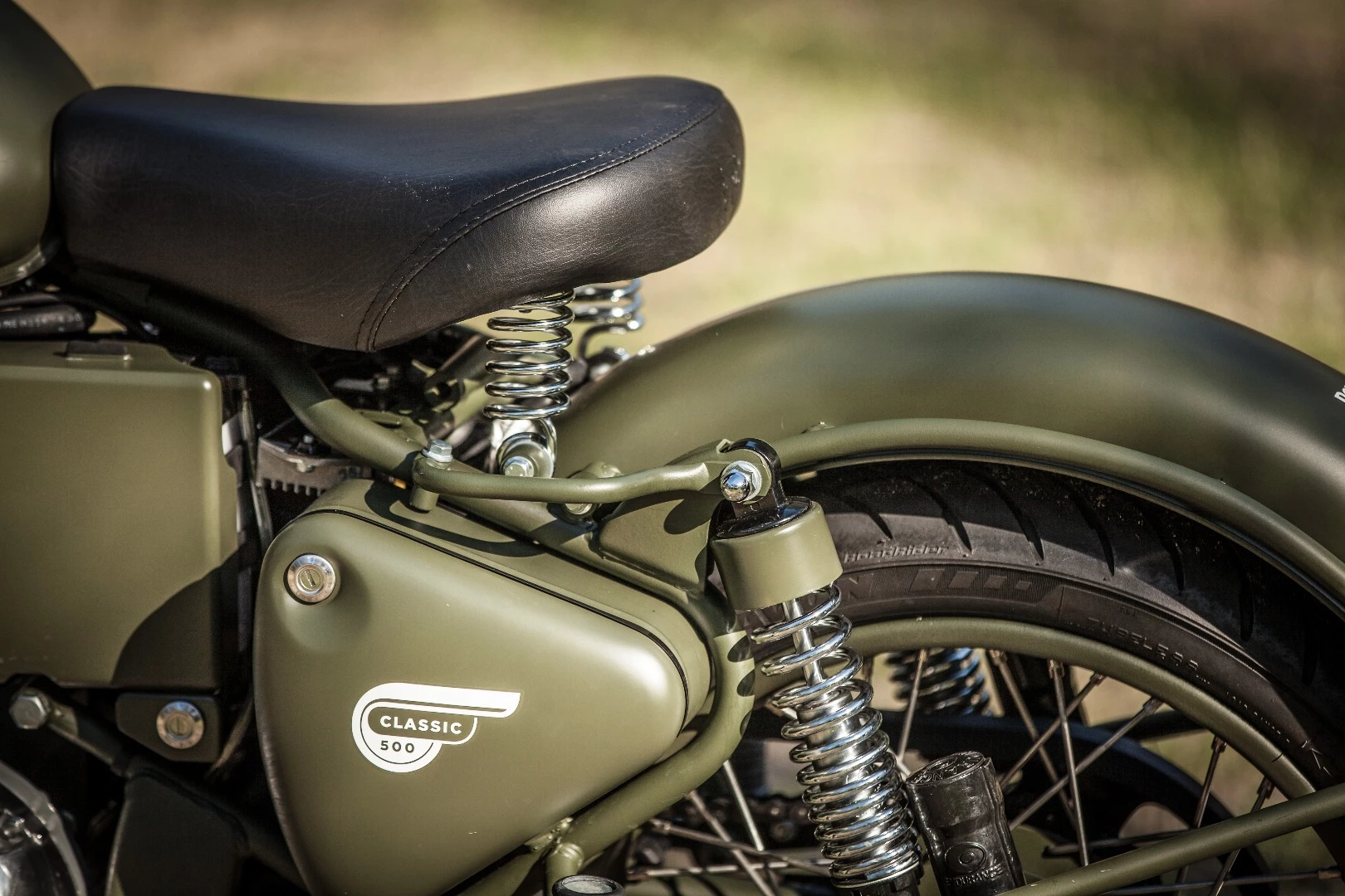 Royal Enfield Classic 500: sprung solo seat made me feel like I was going to slide off the back when accelerating uphill, but I'm a big boofer.