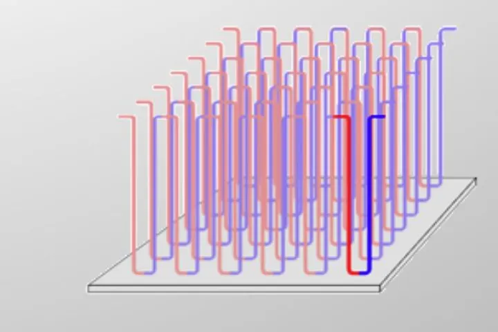 A diagram of nanowires used in a Racetrack memory chip