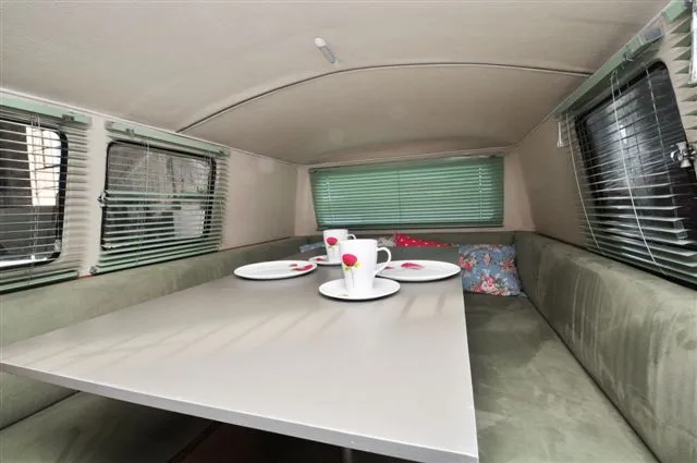 The dining area seats four