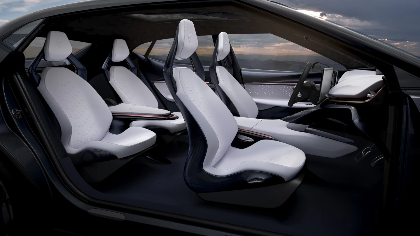 Sculpted carbon/leather/Alcantara seats