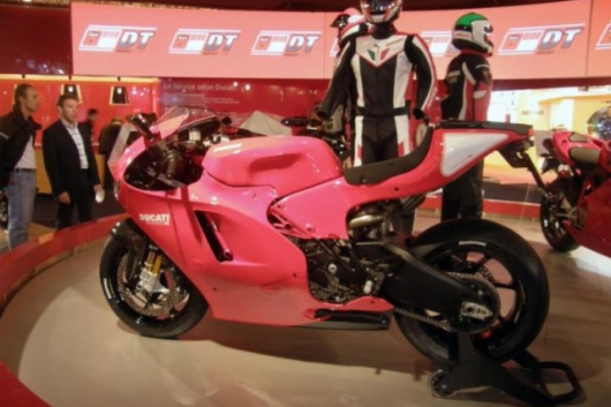 Ducati's Desmosedid RR, on show in Paris.