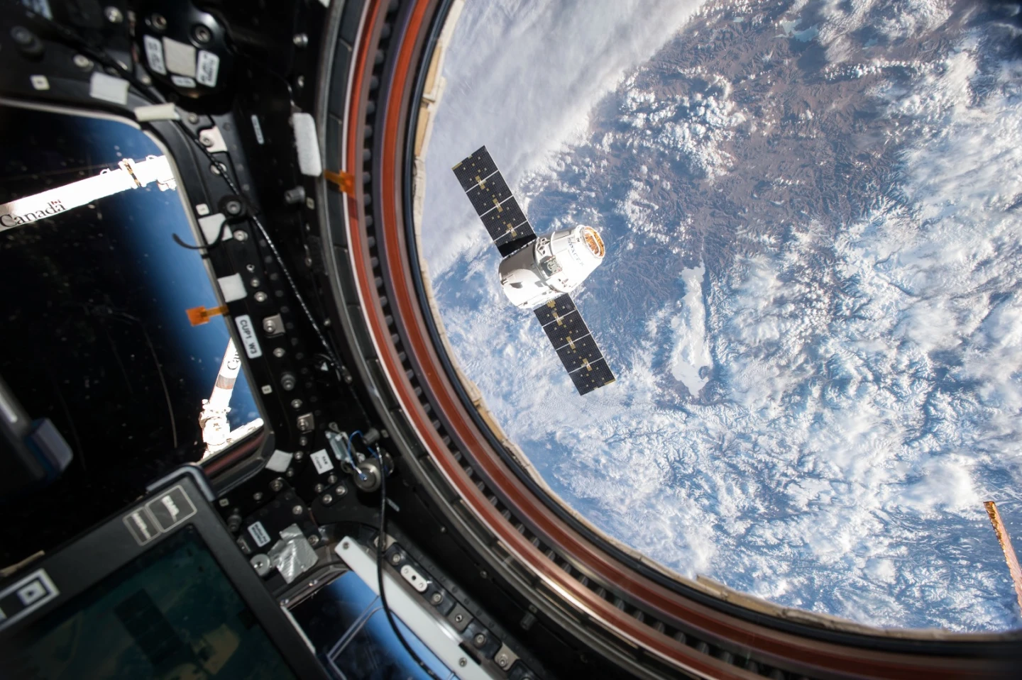 The SpaceX Dragon spacecraft as seen from the ISS on an earlier mission