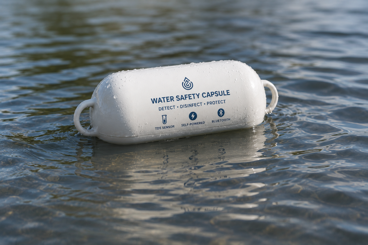 Floating capsule auto-disinfects water without chemicals or battery
