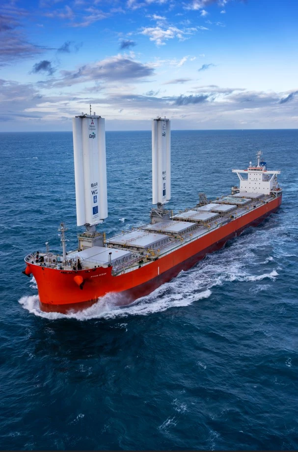 The sails automatically trim themselves as the wind changes