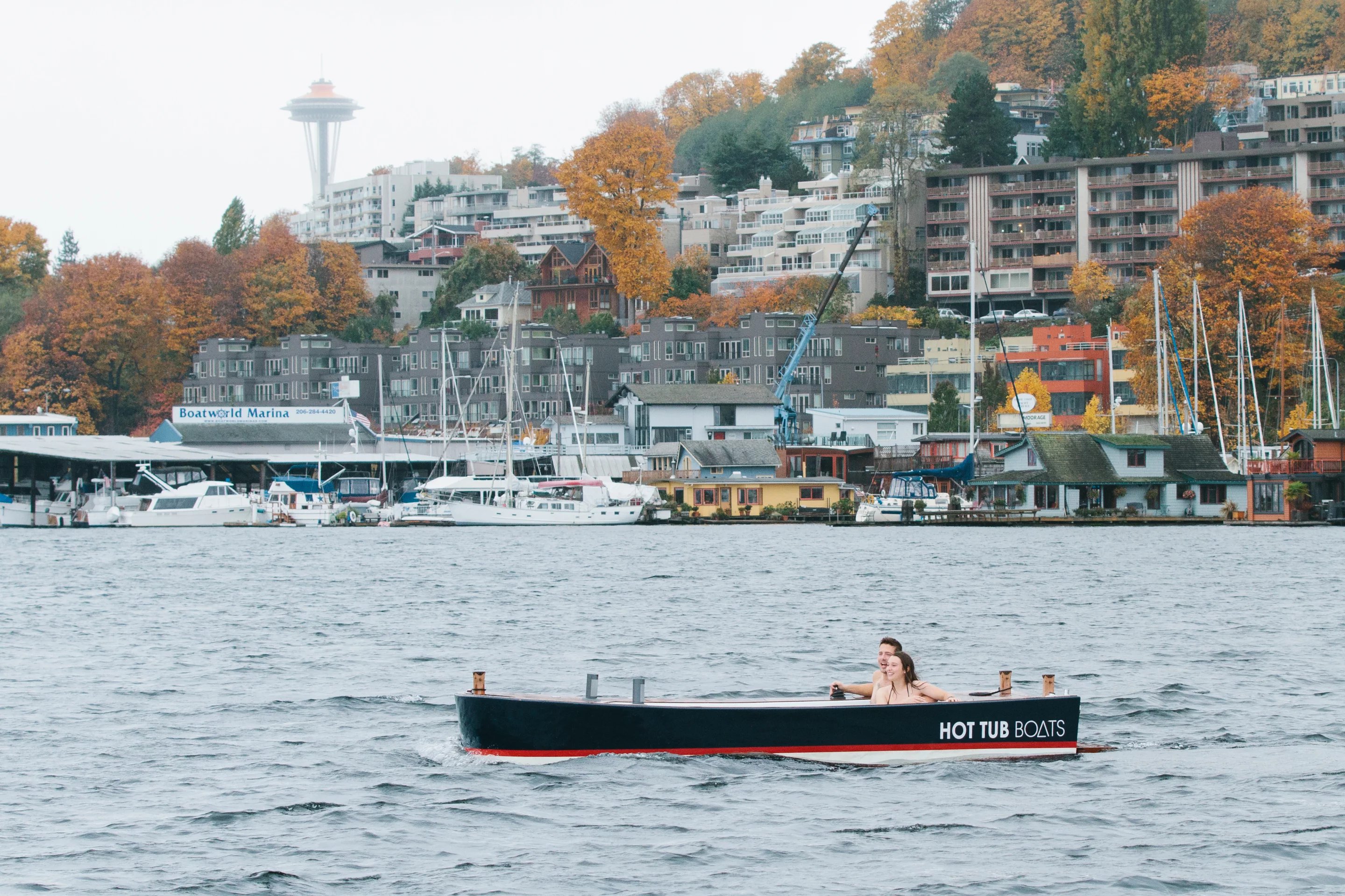 The Hot Tub Boat allows its passengers to soak while they cruise