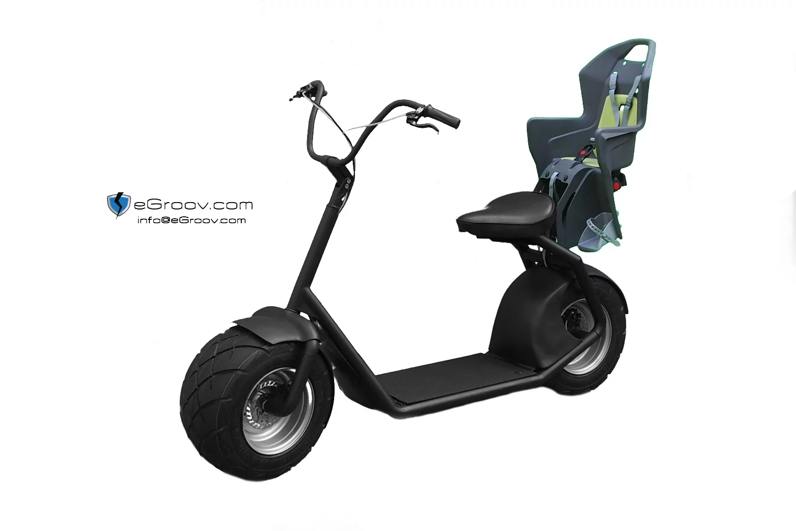 The eGroov+ has mounting hardware for cargo boxes and child seats