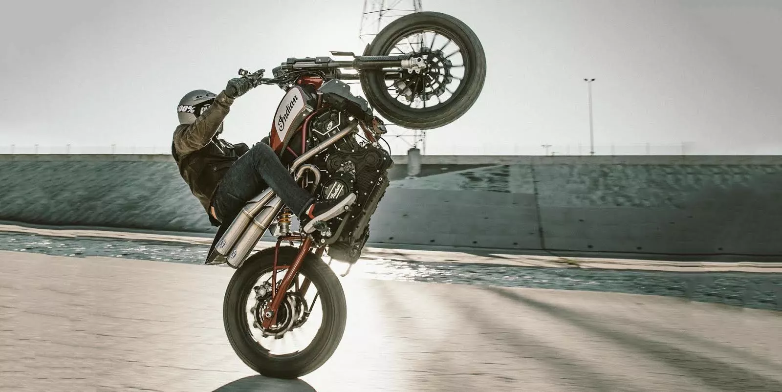 Lift your wheels to the sky in praise of the glorious design of the Indian Scout FTR1200 Custom