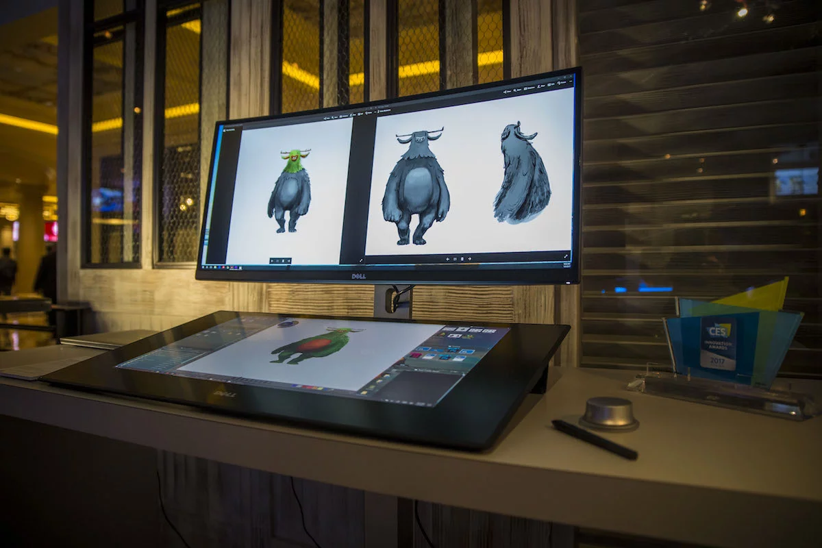 The Dell Canvas can register 20 points of touch at once, including fingers, the stylus, or removable knobs it calls Totems