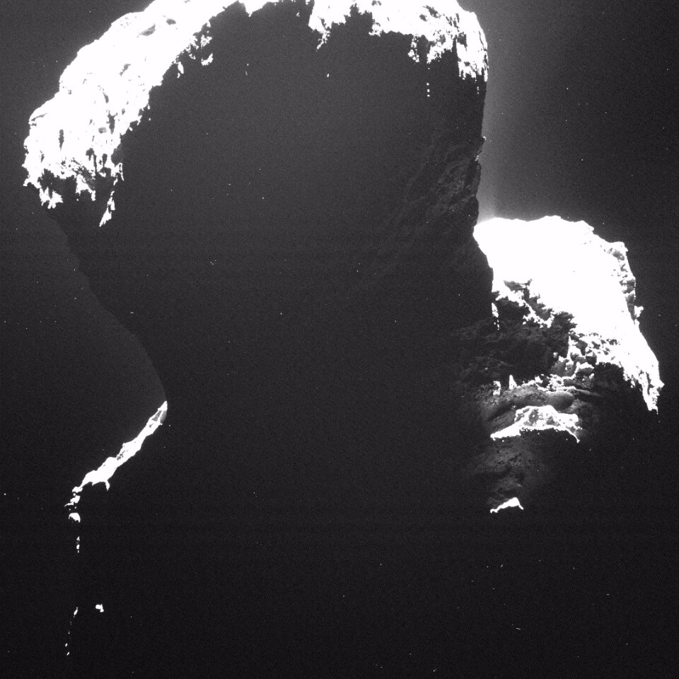 Image of the southern polar regions of Comet 67P/C-G taken with Rosetta's OSIRIS imaging system