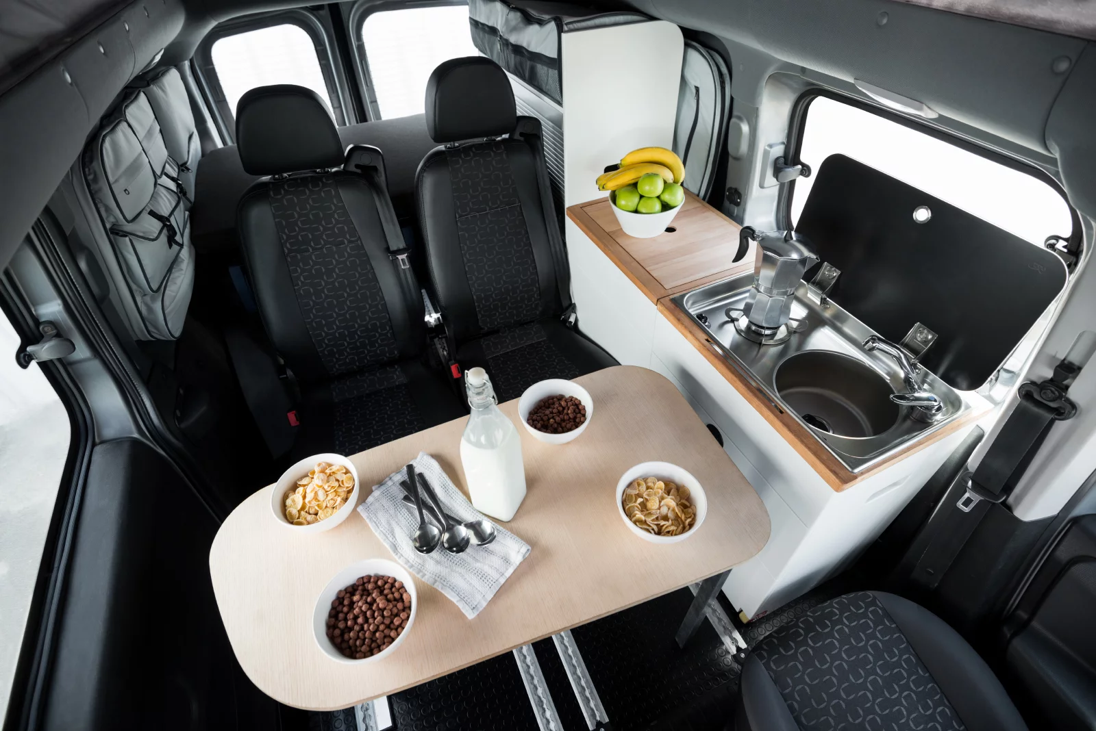 The dining table can be used indoors or out