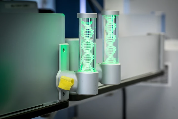 Aether is manufacturing molecular nano-machinery in the form of designer enzymes. These are not those enzymes, they are "smart handles" showing instrument status. But they sure look cool