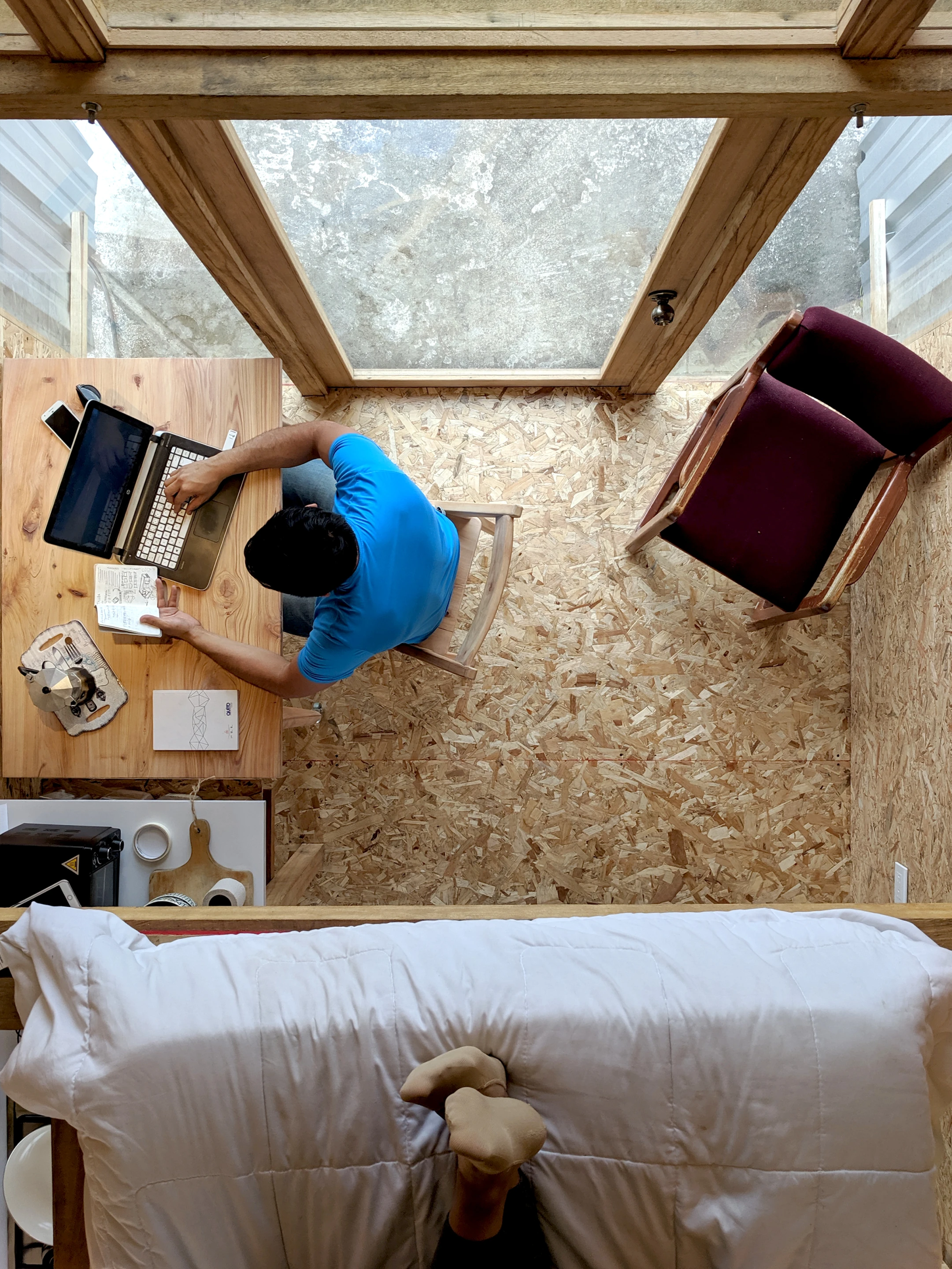 Top-down view of Casa Parásito's living area