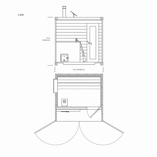 A diagram showing how Sauna Box is fitted out