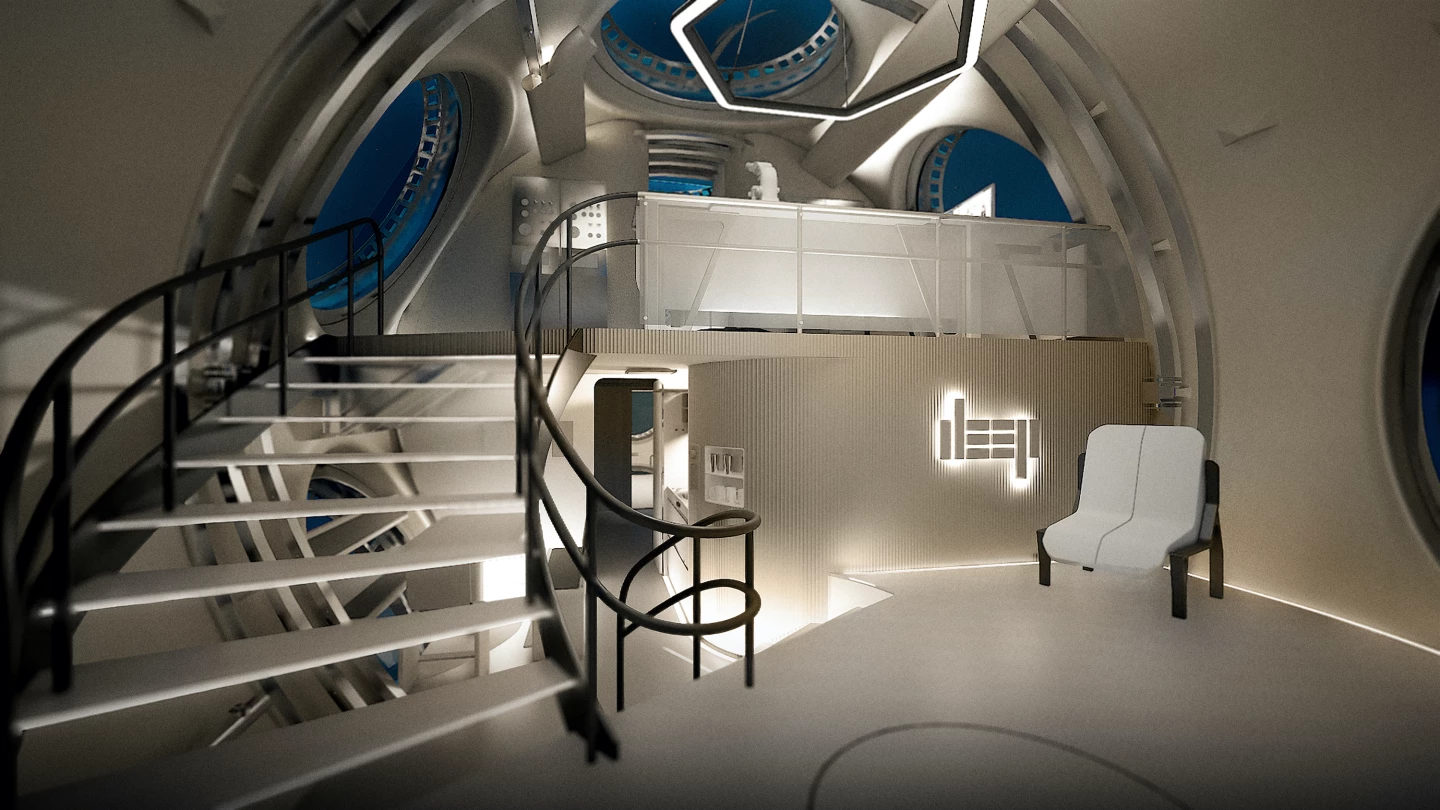 Sentinel's interior looks relatively spacious and would include socializing areas for scientists