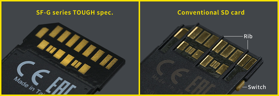 Sony's SF-G TOUGH series boasts a ribless design with no data protection lock