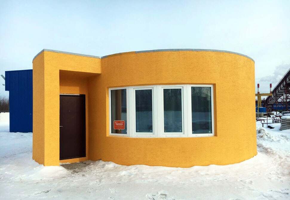 The completed 3D-printed house