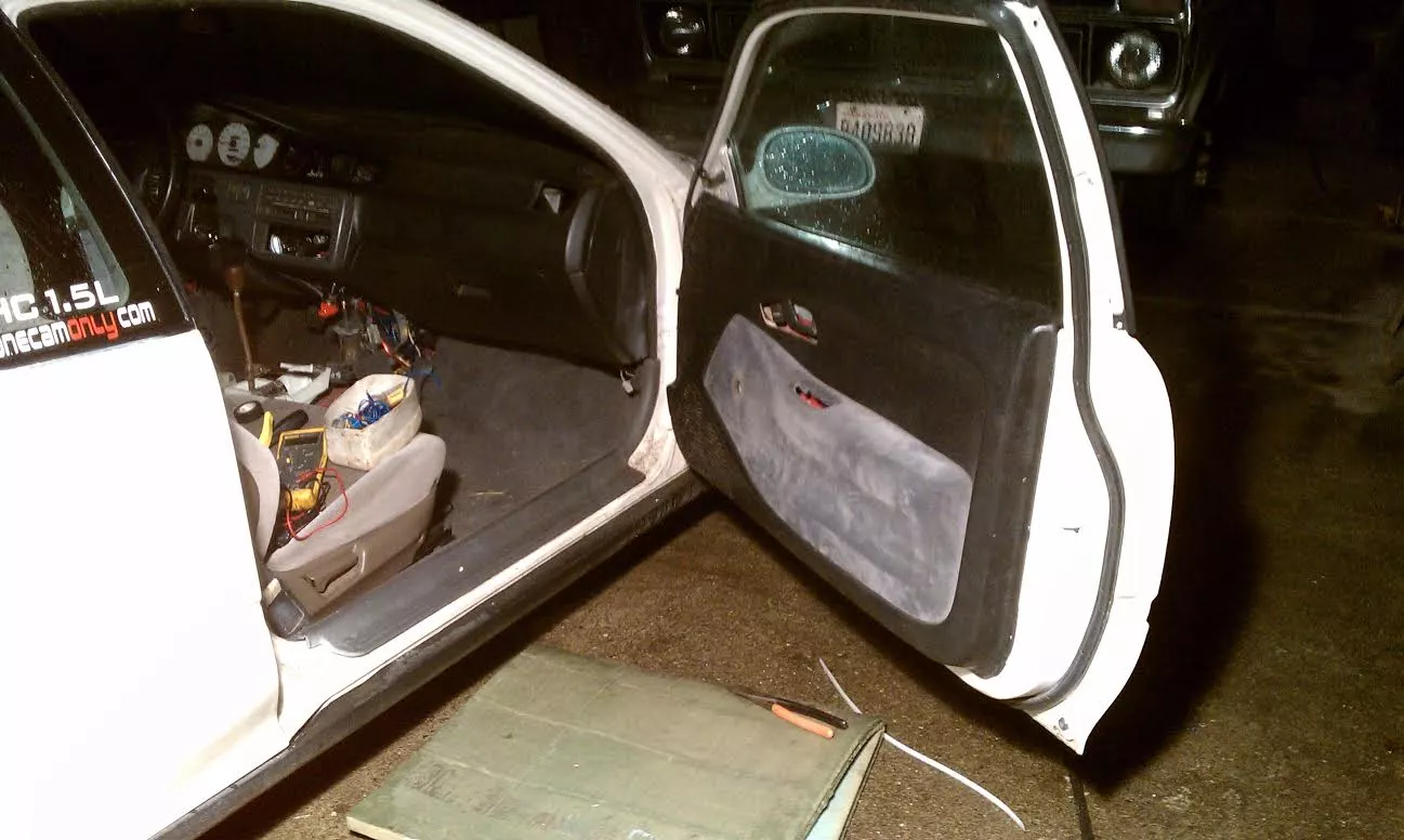 One of young Luke Workman's street racers. With the door panel back in, the nitrous oxide canisters are invisible