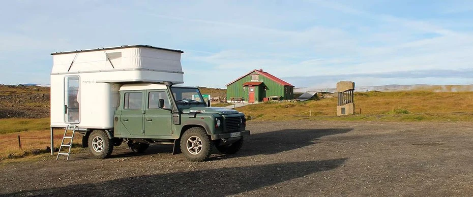 German industrial design firm Quantis shows a cleanly designed camper on a Land Rover Defender 130 chassis