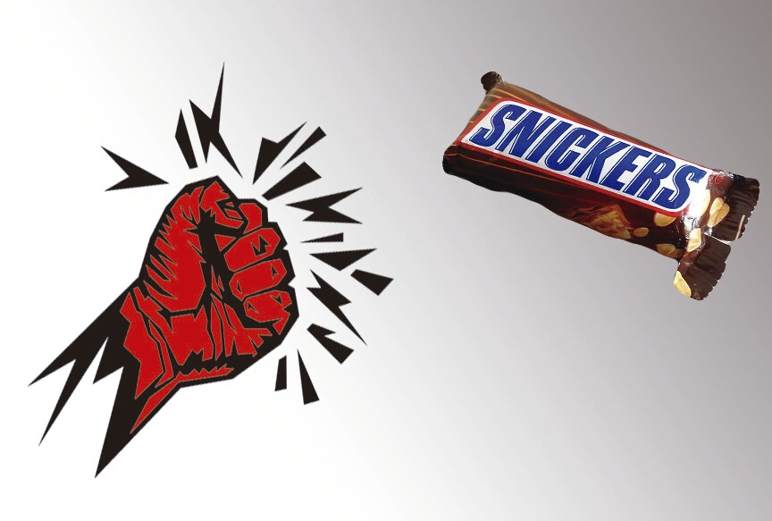 Warmer, warmer ... (hand: Shutterstock, Snickers: sudeep1106 | Flickr)
