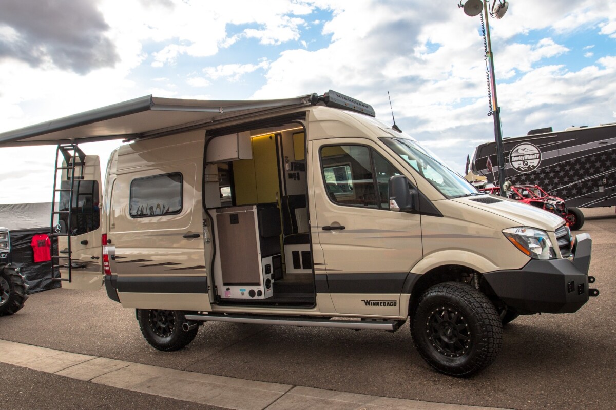 The standard Winnebago Revel is already a rugged camper van, as compared to other Winnebagos or camper vans from major American motorhome manufacturers, and it gets a little tougher here with a ruggedized front bumper