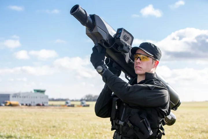The SkyWall launcher is man portable and can apparently be used with minimal training