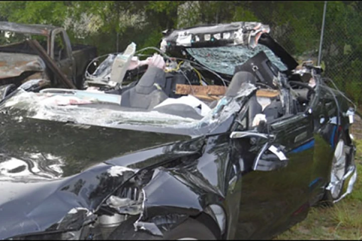 The roof was ripped off Joshua Brown's Model S in the Autopilot accident