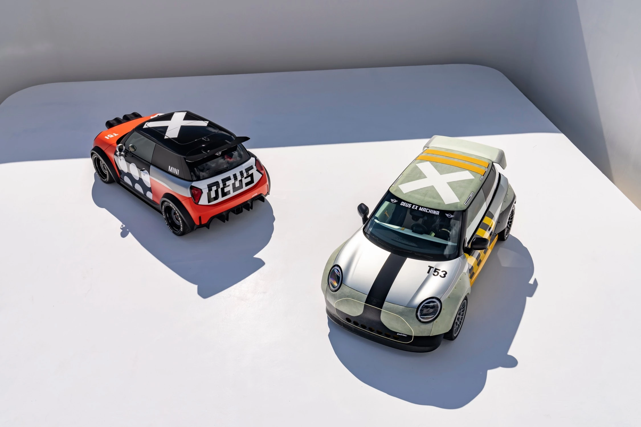 There’s not one but two custom MINIs on show, brought to life as a collaboration between MINI and the Deus Ex Machina fashion brand