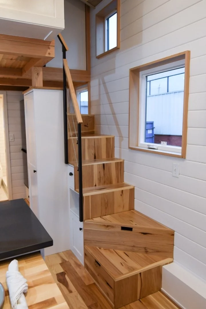 The Kootenay's staircase features integrated storage