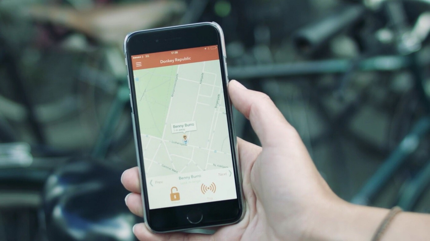 The AirDonkey app shows users where there are available bikes to rent