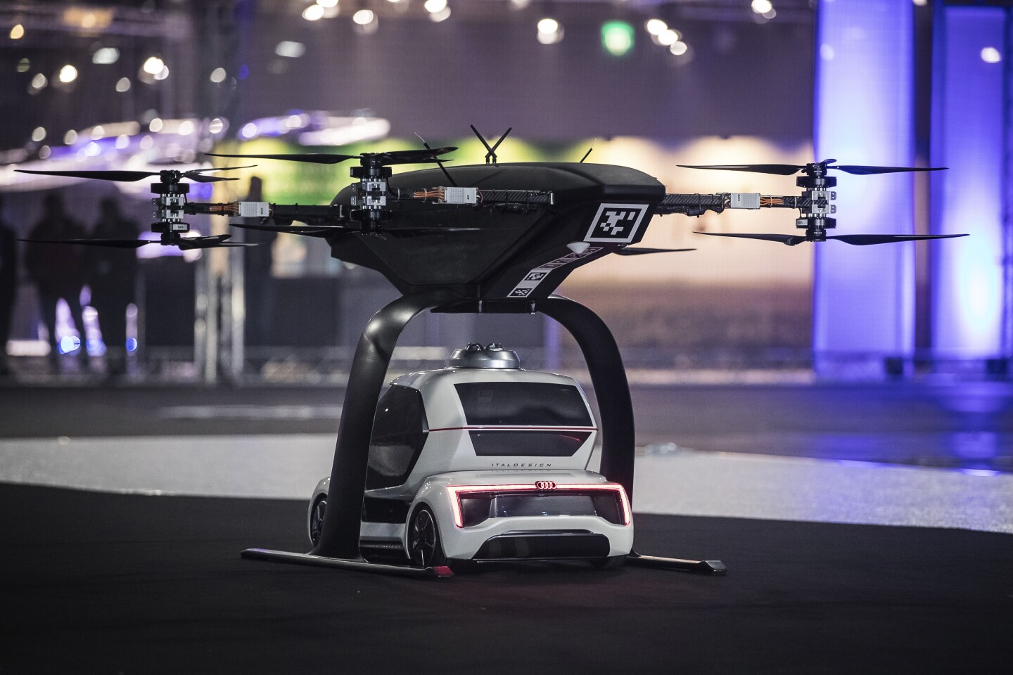 Pop.Up Next, by Italdesign, Airbus, and Audi, is shortlisted in the Transport category. It envisions a two-seater electric car that could be lifted by drone when required, such as in a traffic jam, for example
