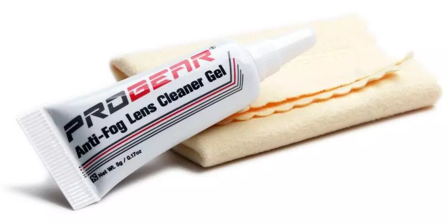 PROGEAR's anti-fog cleaning gel comes with a chamois cloth and can give you over 100 applications per tube