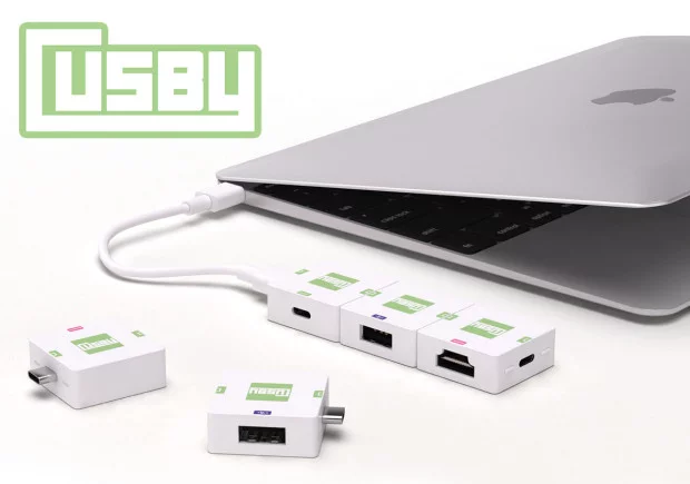 Cusby provides additional ports to laptops equipped with only a USB-C connection
