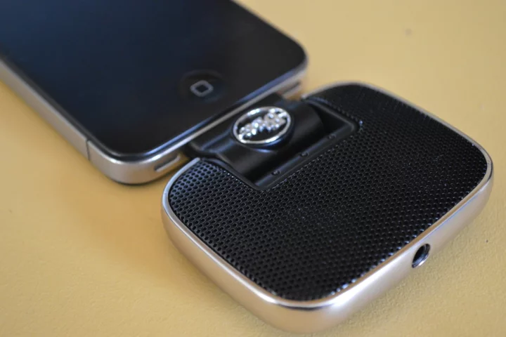 Blue Microphones' Mikey Digital connected to an iPhone 4S