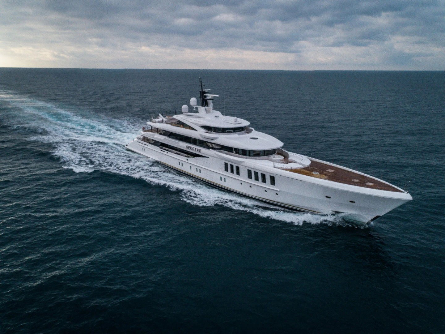 The M/Y "Spectre" combines inspirations from race cars of the 1950s and '60s with a state-of-the-art hull design