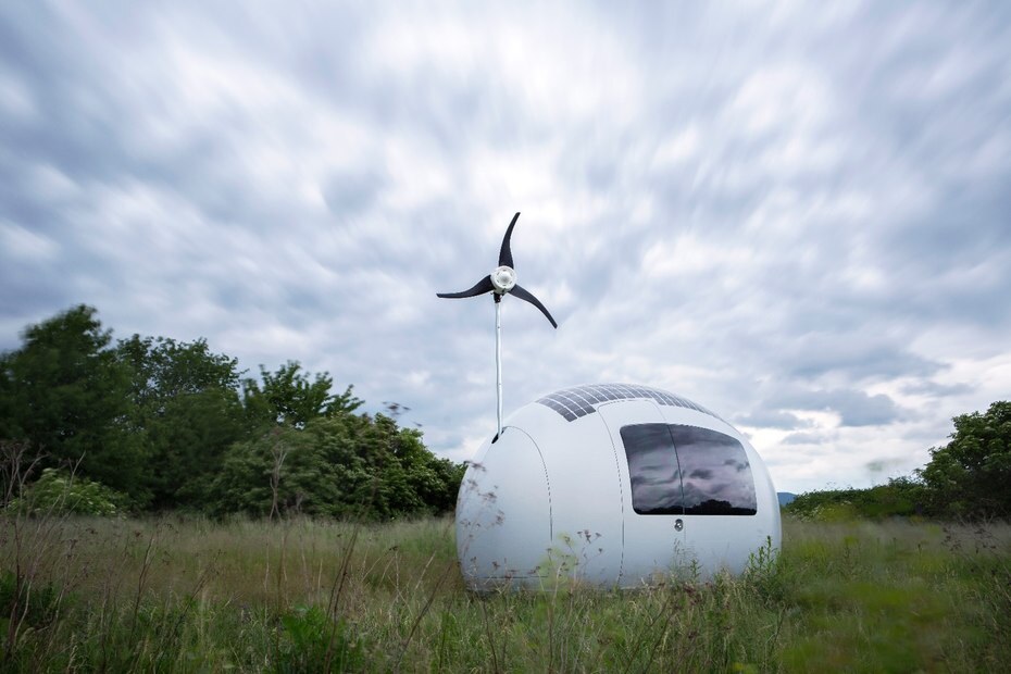 The egg-shaped abode comprises a total floorspace of just 10 sq m (107 sq ft)