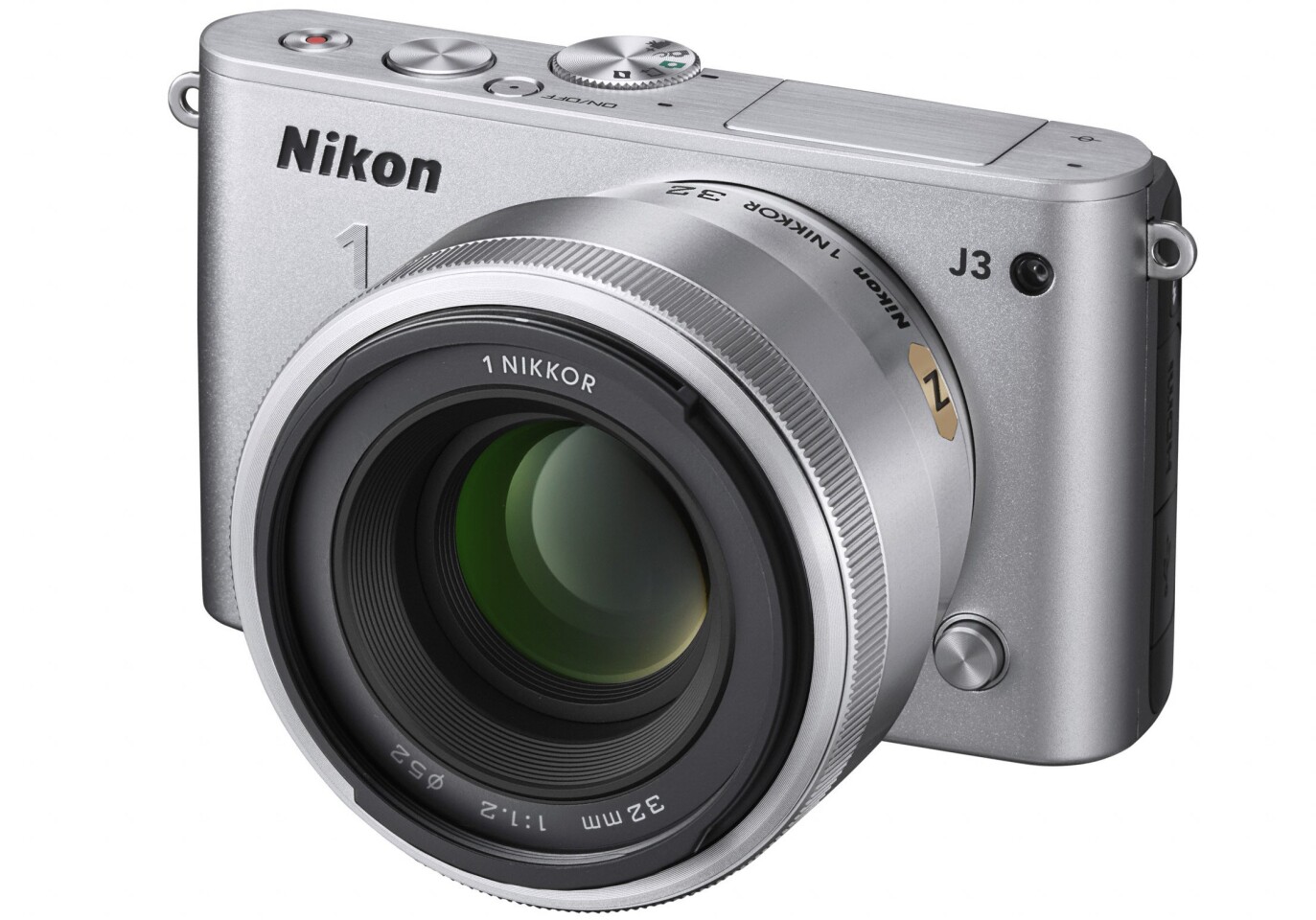 The Nikon 1 NIKKOR 32mm f/1.2 can take 52 mm filters and has a minimum focus distance of 0.45 m (1.48 ft)