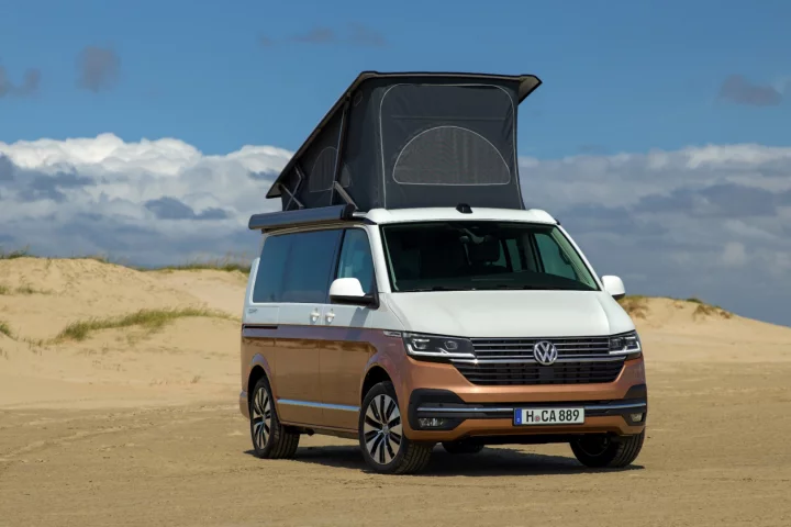 The California 6.1 sleeps two in its pop-up roof and two below, making it a versatile family van