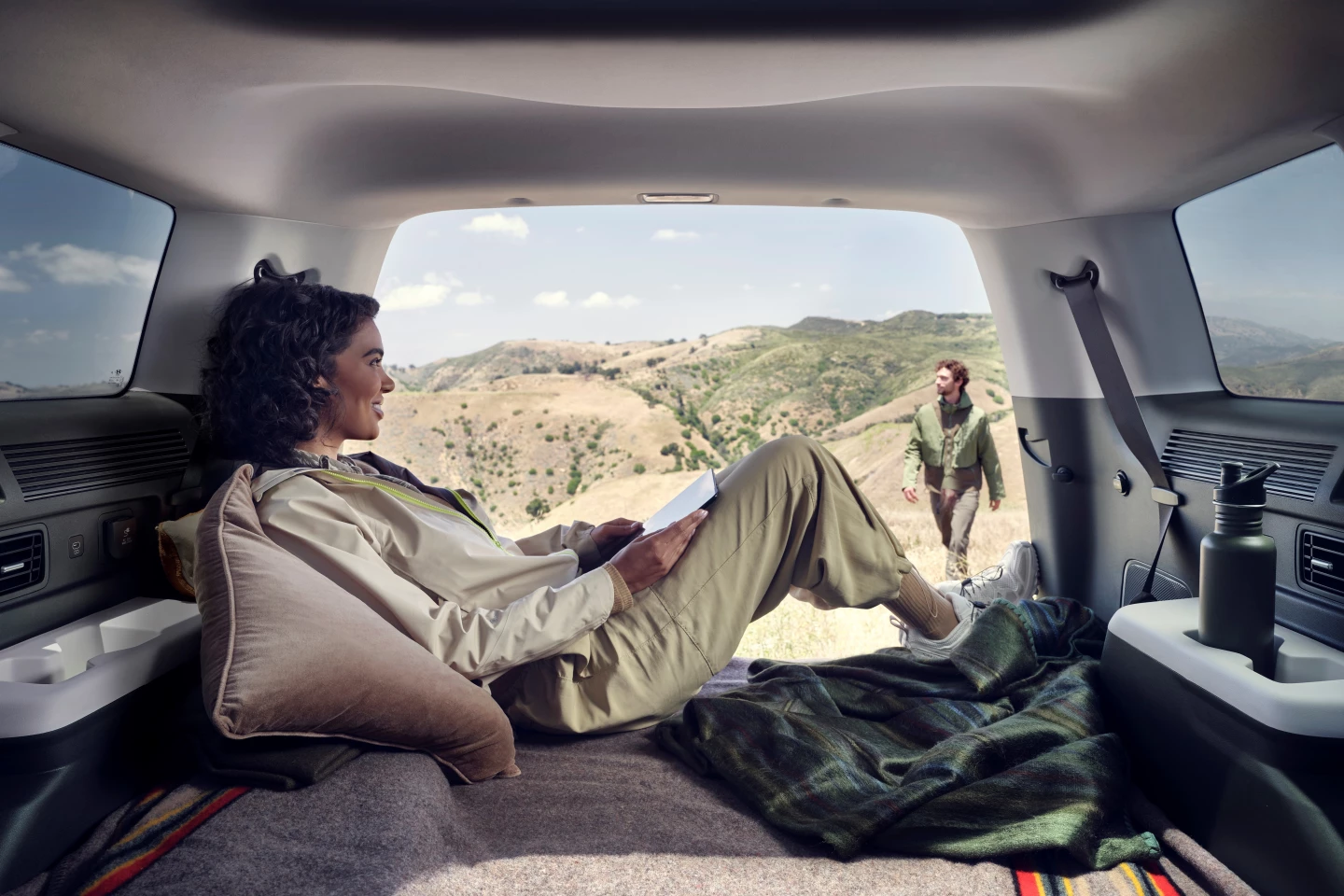 The "terrace-like" tailgate area is a defining feature of the new Santa Fe design, guided by research showing customer interest in car camping and gear-heavy outdoor activities