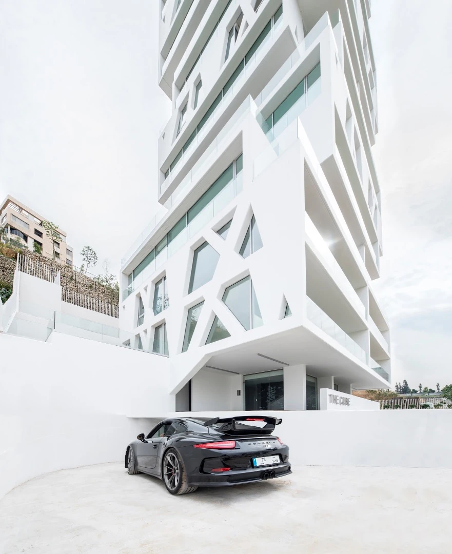 Based in Beirut's Sin el Fil district, The Cube consists of a fixed core at its center, which contains elevators and staircase