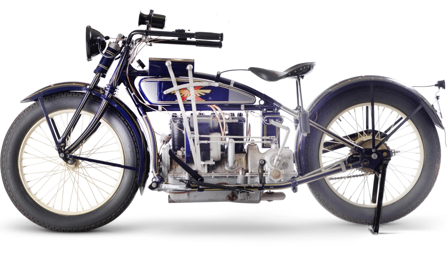 This 1923 Henderson 1,301cc Deluxe Four, Lot 24 at Bonhams Lonatti Collection Sale (17-Oct-15) is estimated to sell for between £24,000 and 28,000 ($37,000 and $43,000)