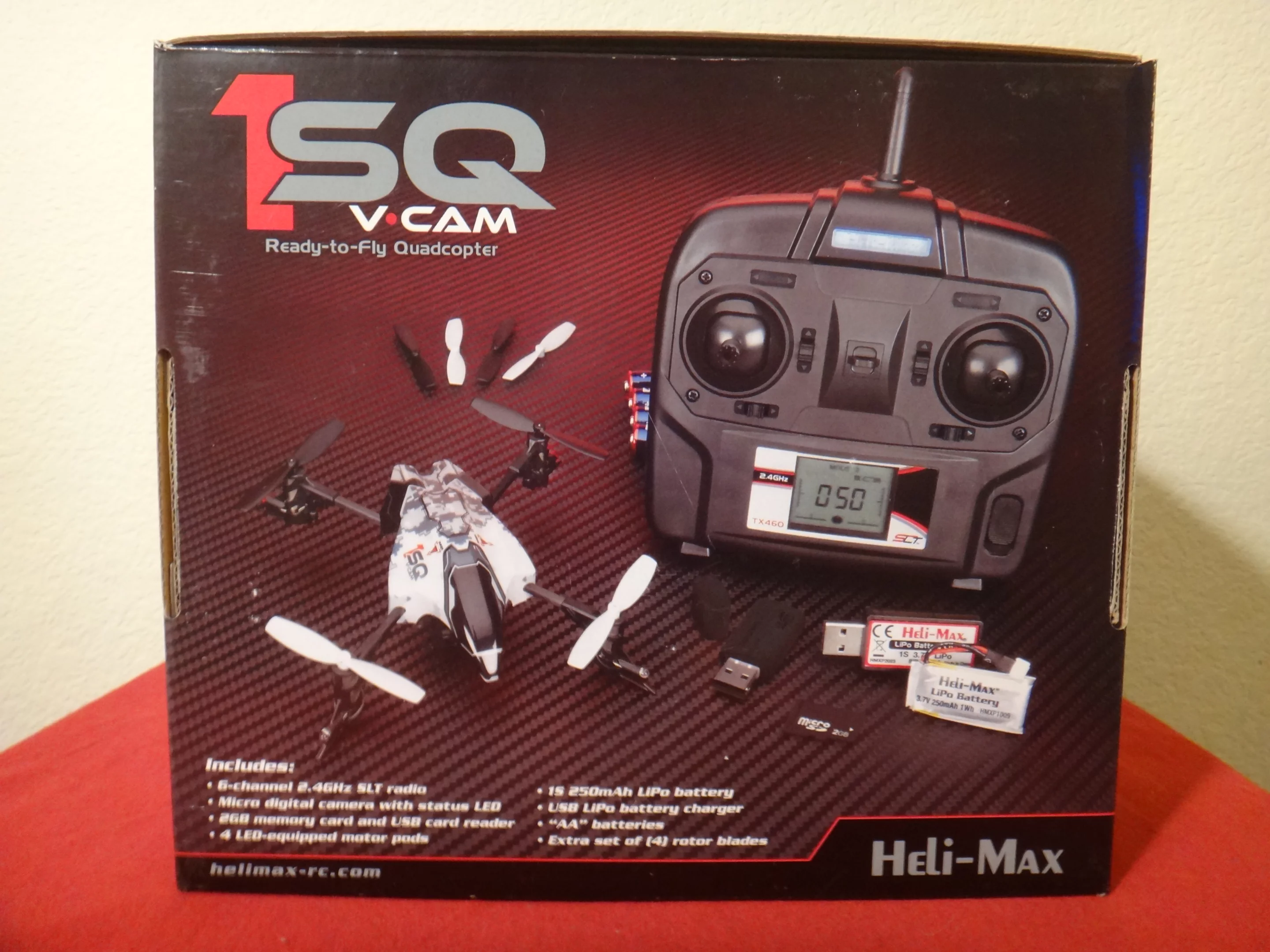 Rear box shot of the Heli-Max 1SQ V-Cam quadcopter
