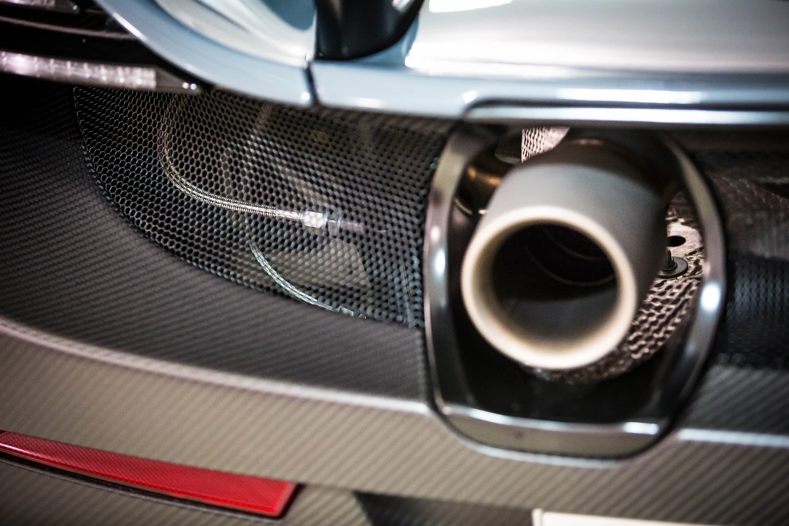 The car's exhaust system is a new lightweight titanium unit