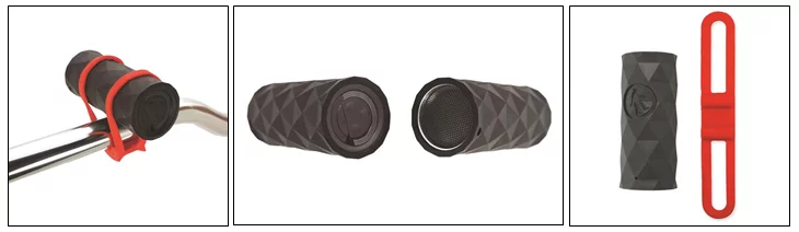 The Buckshot speaker's bicycle mount in use